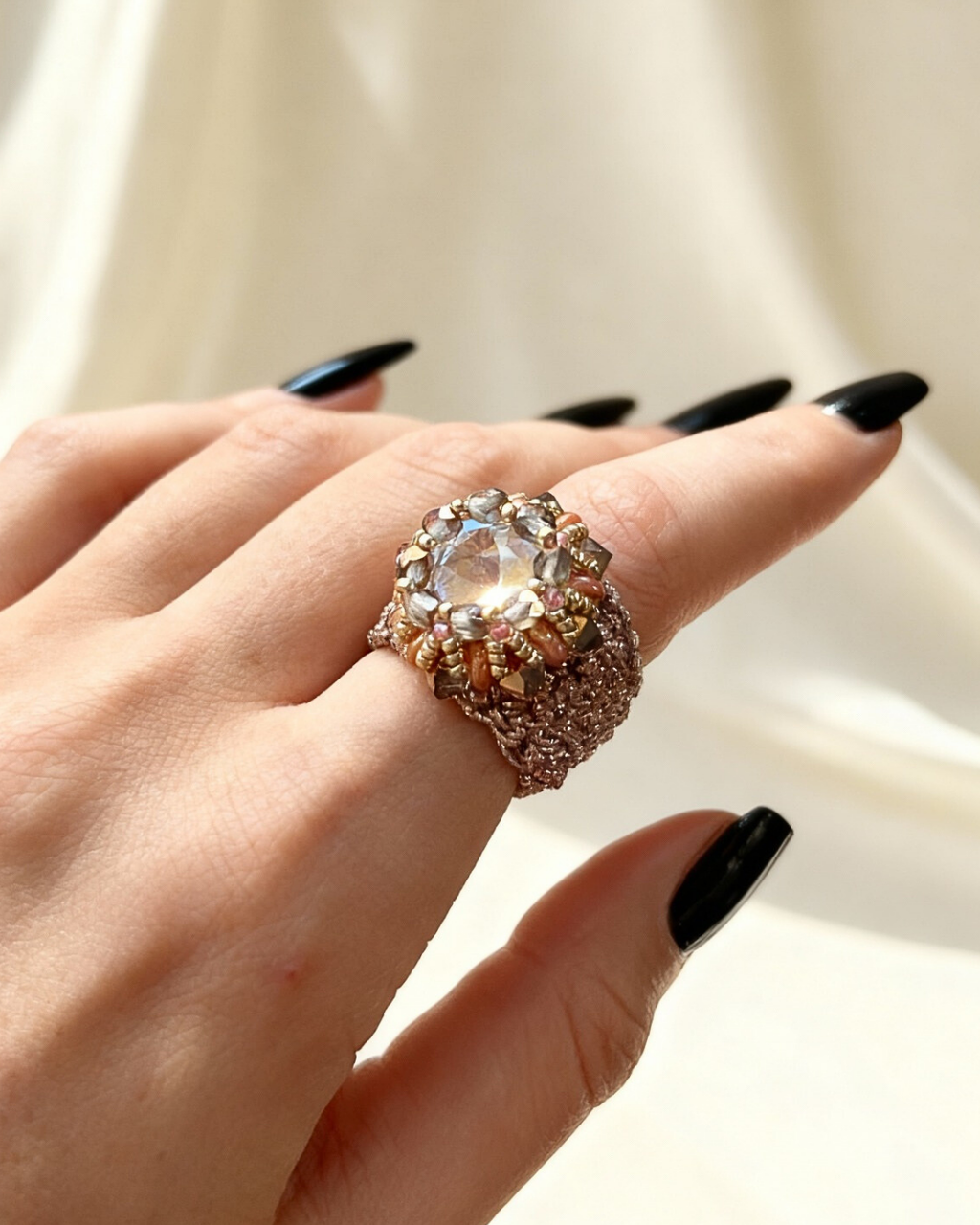 Anello Golden Rose Crochet