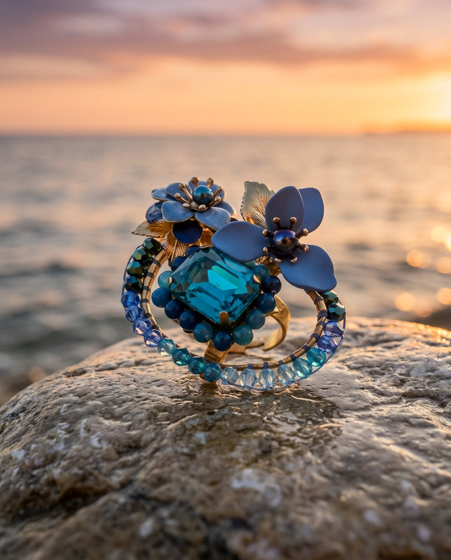 Anello Petali d'Azzurro