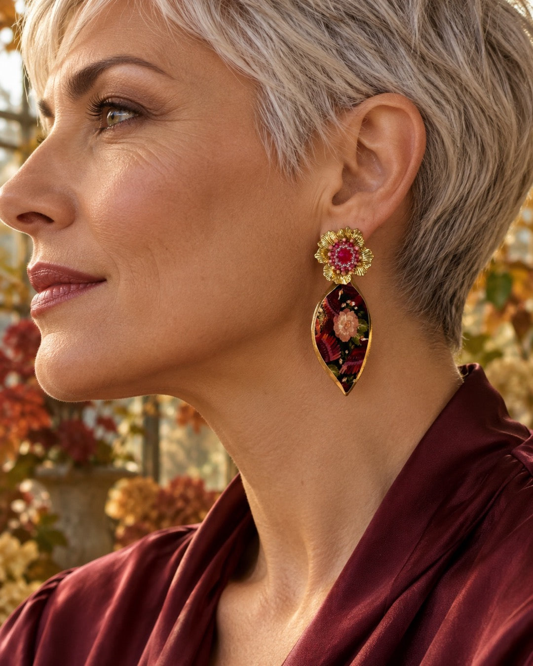Orecchini Burgundy Garden Plume