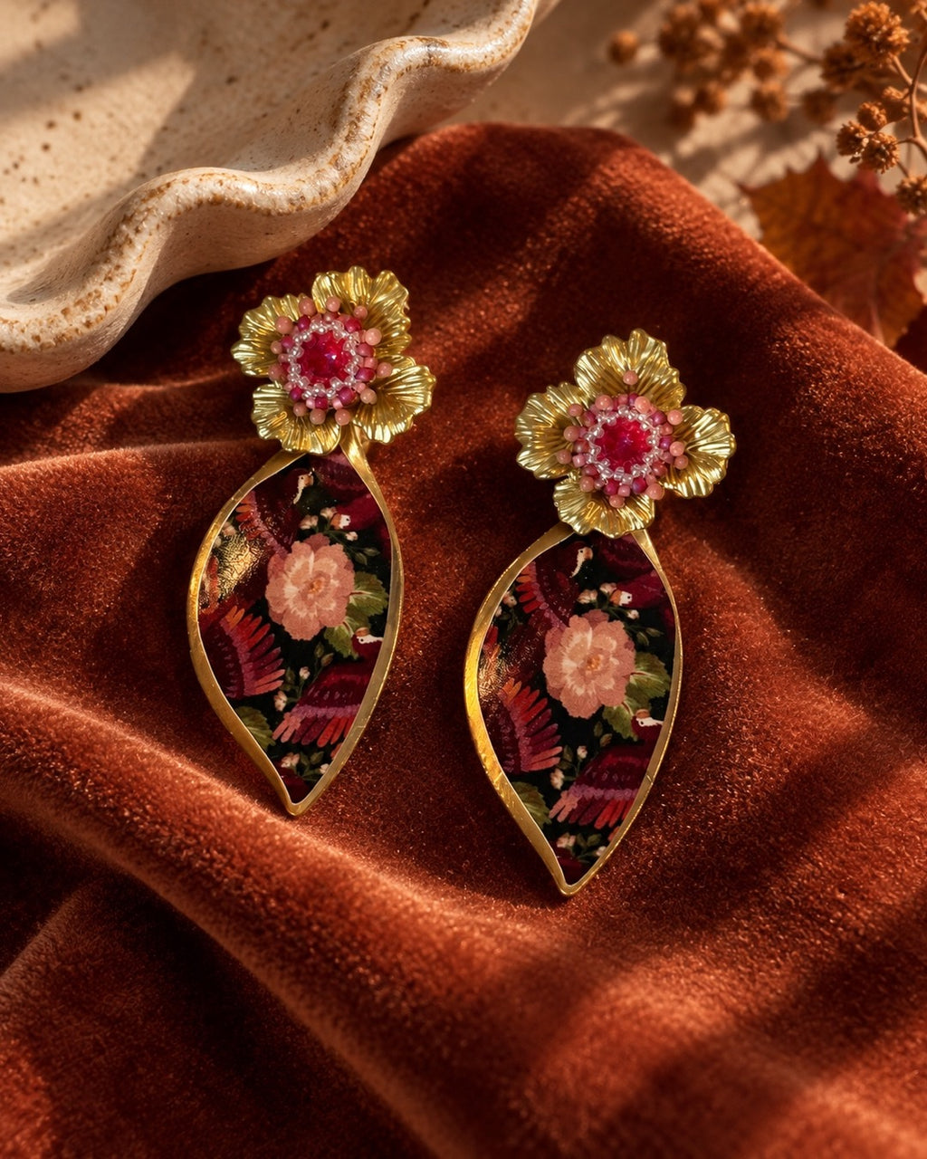 Orecchini Burgundy Garden Plume