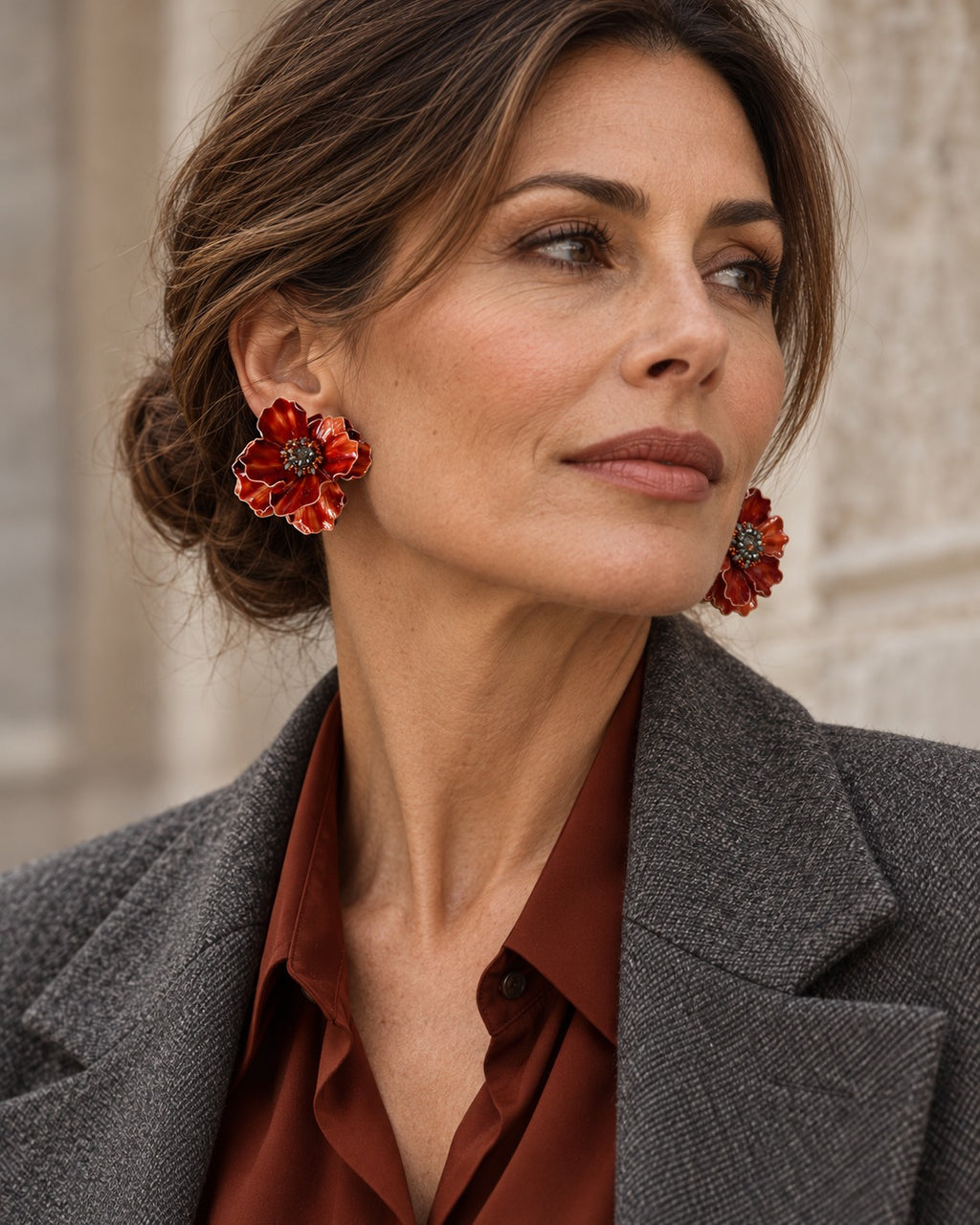 Orecchini Peonia Rust & Grey